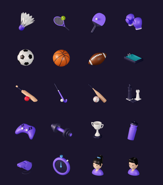 20 Unique Sports 3D Icons For Free Download